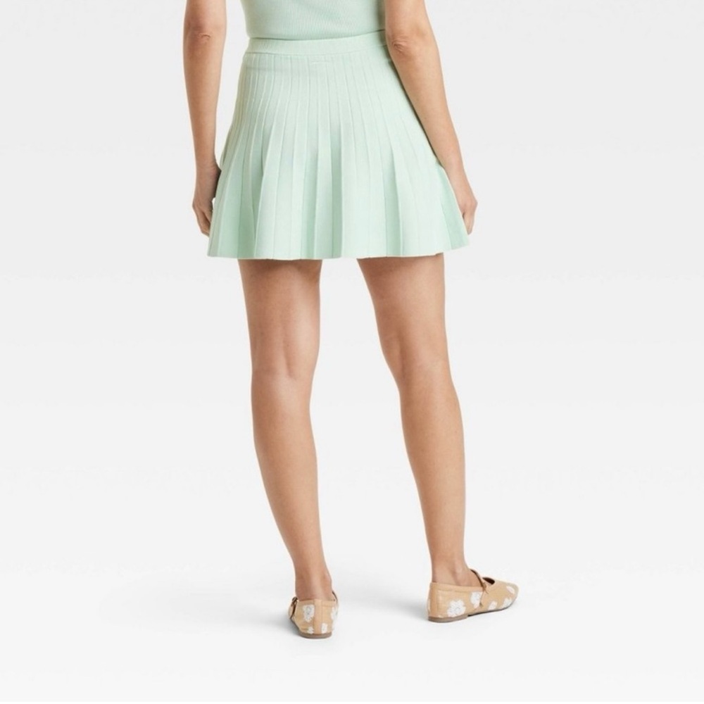 Women's Pleated Mini Sweater Skirt - A New Day Mint Size M - Picture 2 of 6
